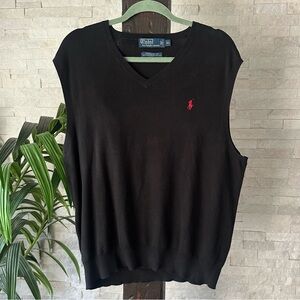POLO Ralph Lauren Black Cotton Knit Sweater Vest Size XL